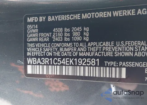 2014 BMW 435I z USA, uszkodzony, nr VIN WBA3R1C54EK192581